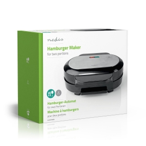Nedis KAHM100BK Hamburger Macher 1000 W | 23.5 x 10.5 cm   Automatischer Temperaturkontrolle 