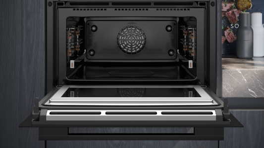 Siemens CM776GKB1  Einbau Kompaktbackofen mit Mikrowelle Schwarz Gerätemaße (HxBxT): 455 x 595 x 548 mm
