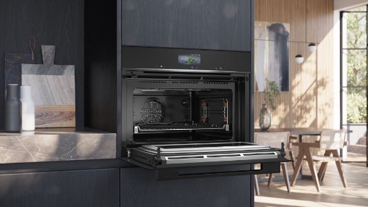 Siemens CM776GKB1  Einbau Kompaktbackofen mit Mikrowelle Schwarz Gerätemaße (HxBxT): 455 x 595 x 548 mm