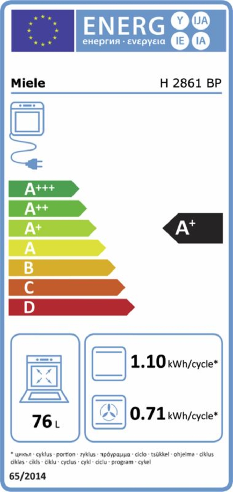 Miele H 2861 BP Einbau-Backofen  Edelstahl CleanSteel 