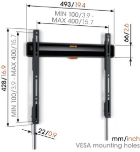 Vogel`s TVM 3405B Wandhalterungen Schwarz 32-77 Zoll Vesa-Norm: 100x100 bis 400x400, max. 50 kg