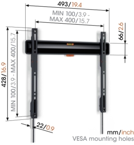 Vogel`s TVM 3405B Wandhalterungen Schwarz 32-77 Zoll Vesa-Norm: 100x100 bis 400x400, max. 50 kg