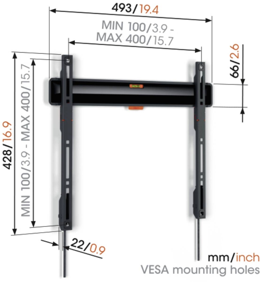 Vogel`s TVM 3405B Wandhalterungen Schwarz 32-77 Zoll Vesa-Norm: 100x100 bis 400x400, max. 50 kg