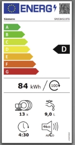 Siemens SN53HS10TE iQ300 Teilintegrierter Geschirrspüler 60 cm   Edelstahl