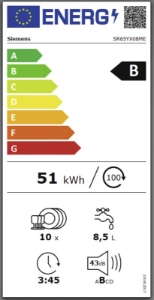 Siemens SR65YX08ME iQ500 Geschirrspüler Einbau vollintegriert ,45 cm mit Besteckschublade und Zeolith-Trocknung ,emotionLight 