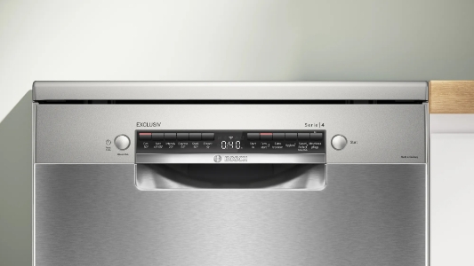Bosch EXCLUSIV SMS4EBI01D Serie 4 Freistehender Geschirrspüler, 60 cm  Home Connect Silver Inox