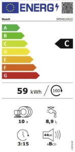 Bosch SPD4ELX01D Serie 4 Vollintegrierter Geschirrspüler, 45 cm Home Connect,Statusprojektion (InfoLight)