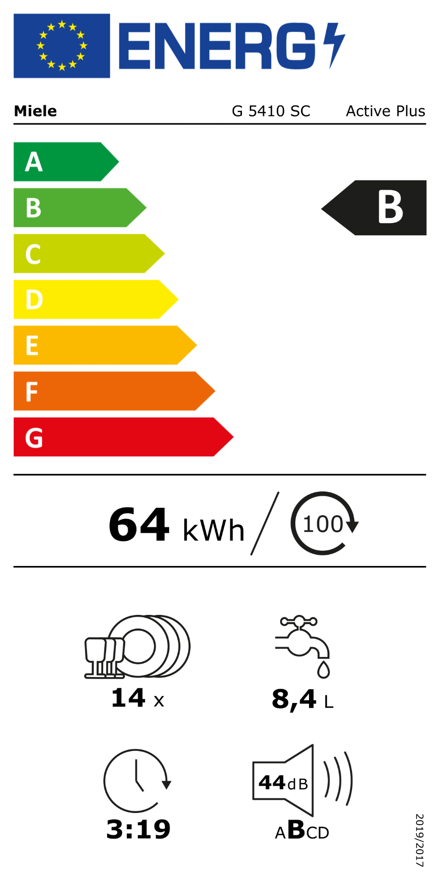 Miele G 5410 SC Active Plus Geschirrspüler Standgerät/Brillantweiß mit Besteckschublade