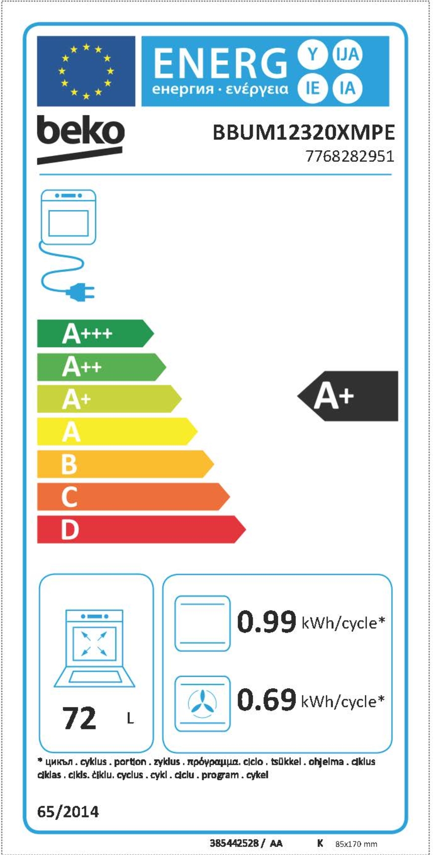 Beko BBUM12320XMPE Herdset mit Pyrolyse mit Glaskeramikkkochfeld  