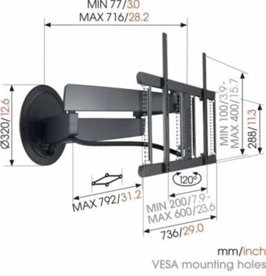 Vogel`s TVM7655 Design Mount Wandhalterung  Schwarz 