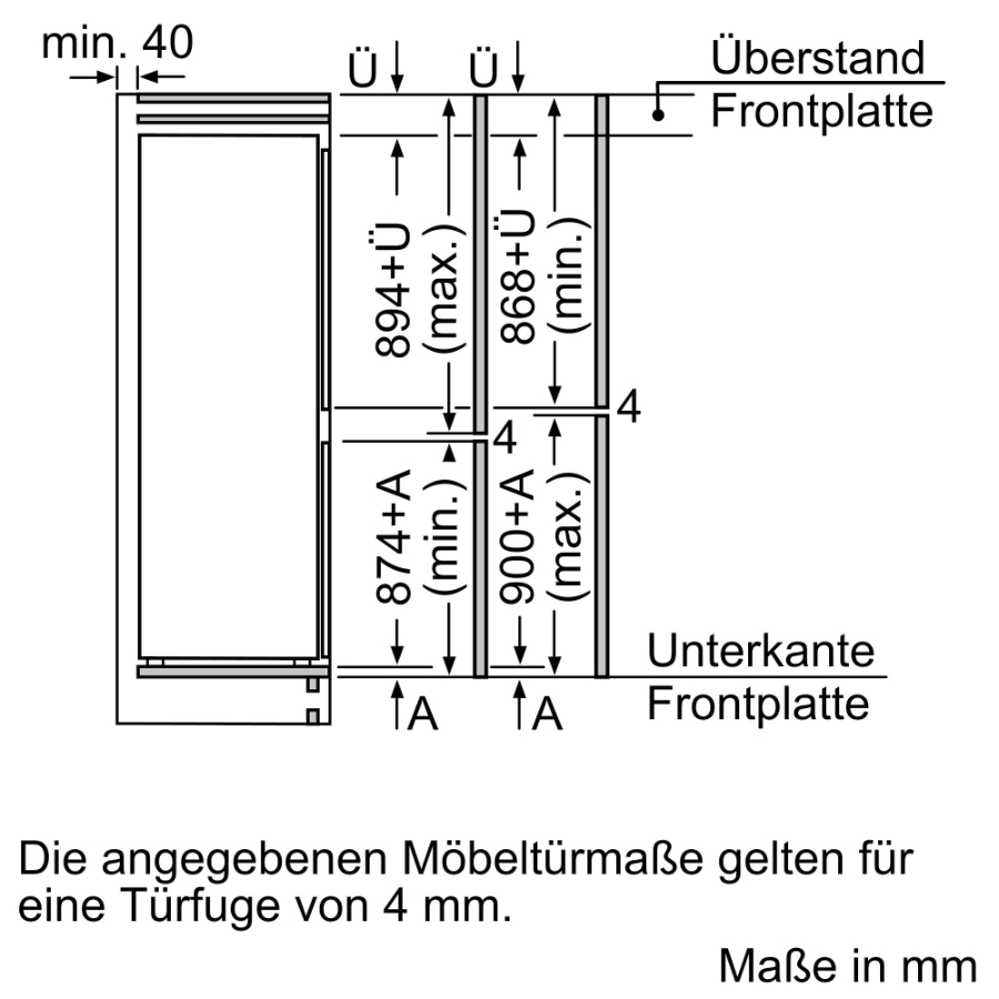 Siemens KI85NNFE0 Einbau-Kühl-Gefrier-Kombination mit Gefrierbereich 178cm Festtür
