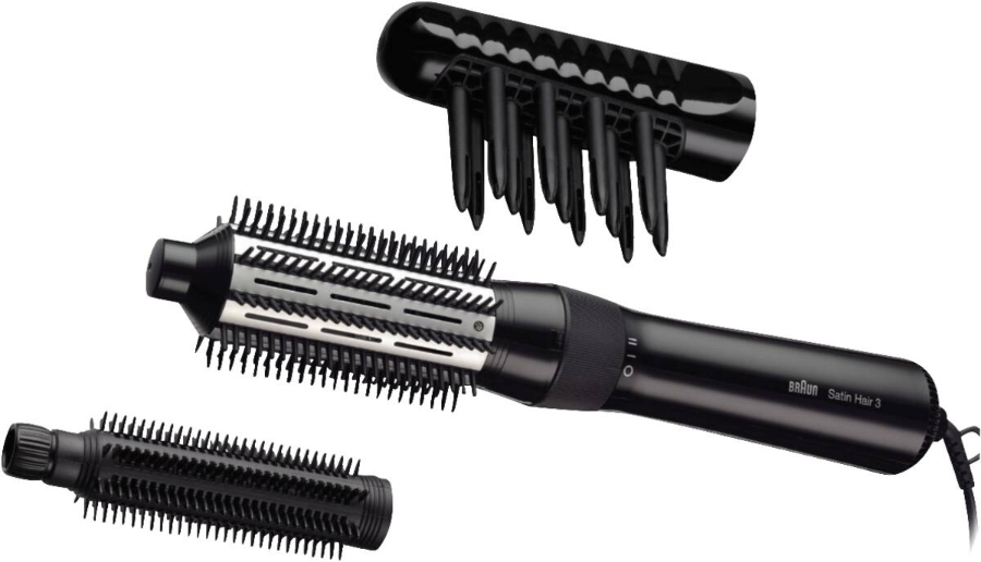 Braun Haircare AS330E Warmluft-Luckenbürste, 400W, Maxi-Lockenbürste Haarstyling Schwarz