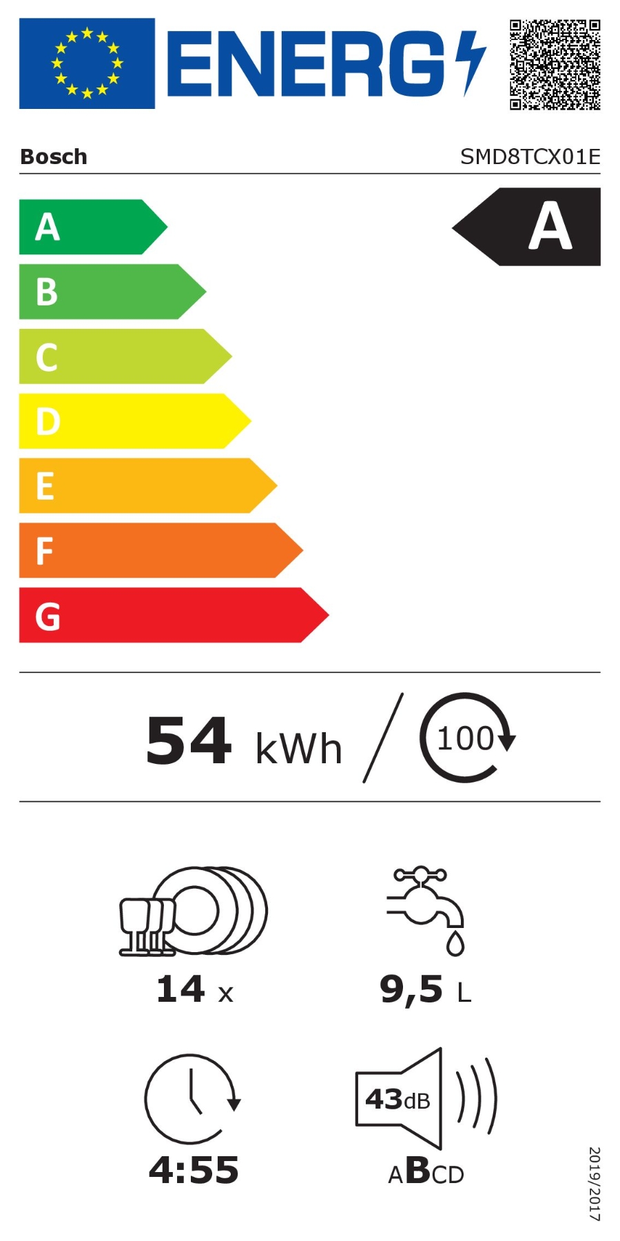 Bosch SMD8TCX01E Serie 8  Vollintegrierter Geschirrspüler 60 cm Restzeitprojektion (TimeLight),griffloses Öffnen (openAssist