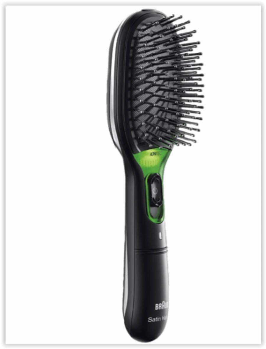 Braun Haircare BR710E Haarbürste IONTEC, Abnehmbares Bürstenkisse, Reisesic Schwarz-Grün