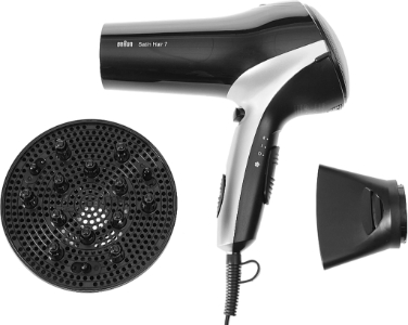 Braun Haircare HD730E Haartrockner 2200W, 3 Heizstufen, Ionisator, Diffus Schwarz-Silber