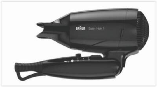 Braun Haircare HD130E Reise-Haartrockner, 1200W, Anschlusspannung umschal Schwarz