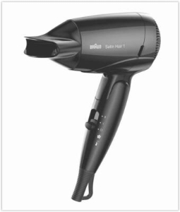 Braun Haircare HD130E Reise-Haartrockner, 1200W, Anschlusspannung umschal Schwarz