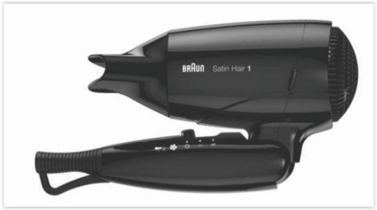 Braun Haircare HD130E Reise-Haartrockner, 1200W, Anschlusspannung umschal Schwarz