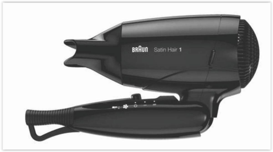 Braun Haircare HD130E Reise-Haartrockner, 1200W, Anschlusspannung umschal Schwarz