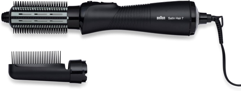 Braun Haircare AS720E Warmluft-Lockenbürste, 700W, Kamm und Bürstenaufsat Schwarz