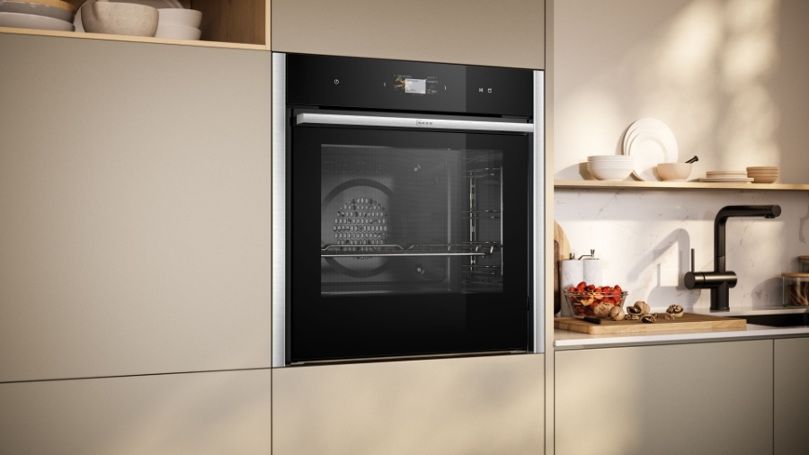 Neff B64VS71N0 N90 Einbau-Backofen mit Dampfunterstützung  Slide & Hide®,Pyrolyse,Edelstahl/Schwarz