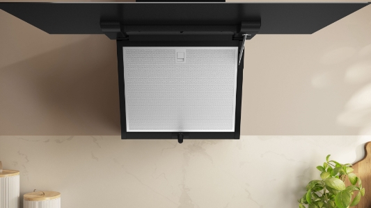 Neff D85IFN1S0 N50 Dunstabzughaube Kamin 80 cm Klarglas  schwarz bedruckt