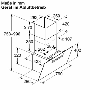 Neff D85IFN1S0 N50 Dunstabzughaube Kamin 80 cm Klarglas  schwarz bedruckt