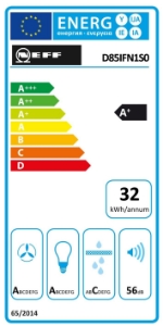 Neff D85IFN1S0 N50 Dunstabzughaube Kamin 80 cm Klarglas  schwarz bedruckt