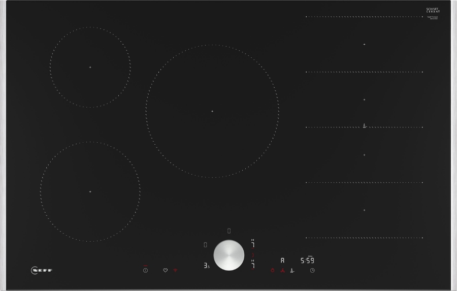 Neff T68TTV4L0 N90 Induktionskochfeld 80 cm Schwarz  Mit Rahmen aufliegend