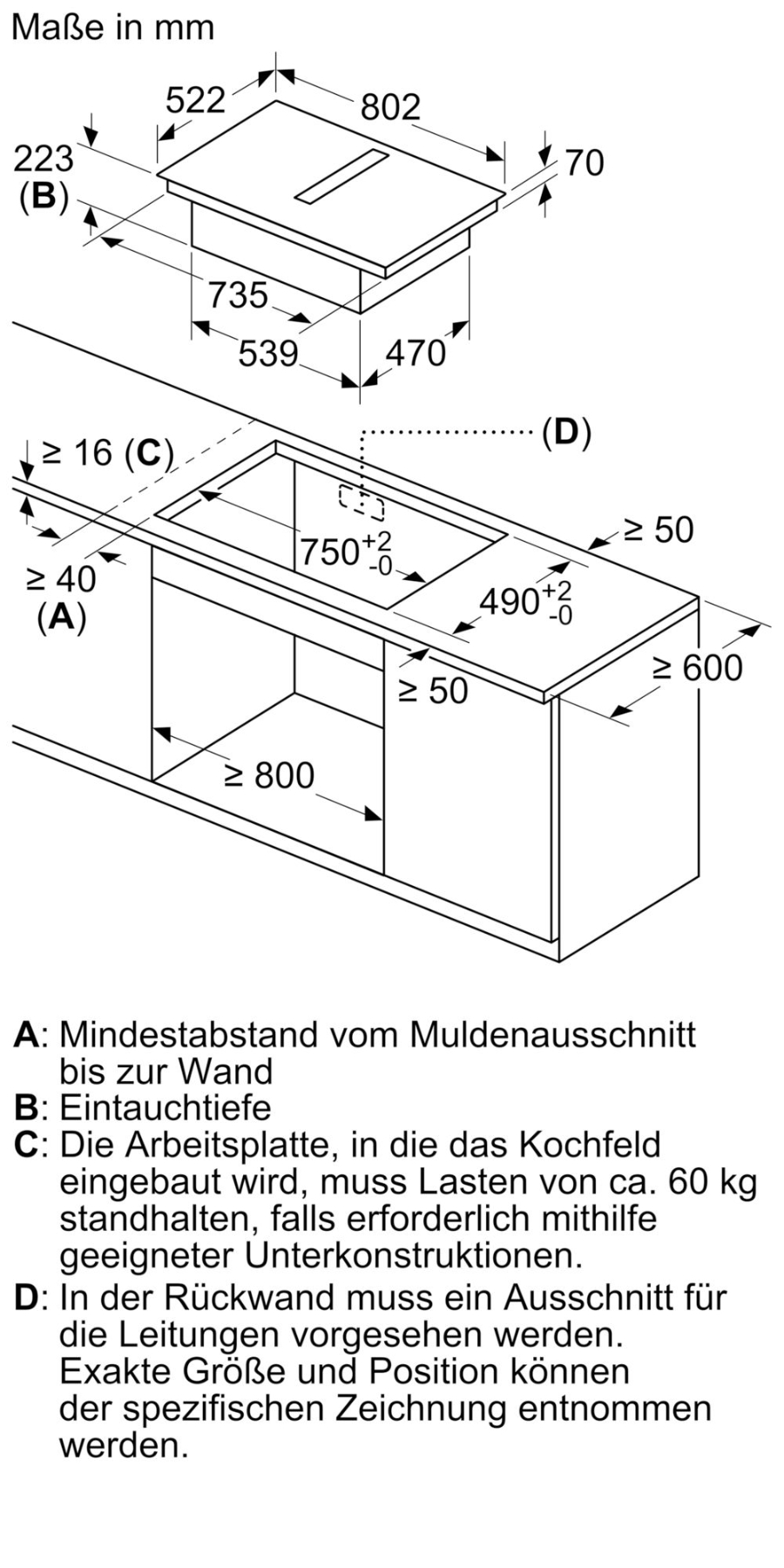 Siemens ED811BS16E Kochfeld mit Dunstabzug 80 cm Rahmenlos 