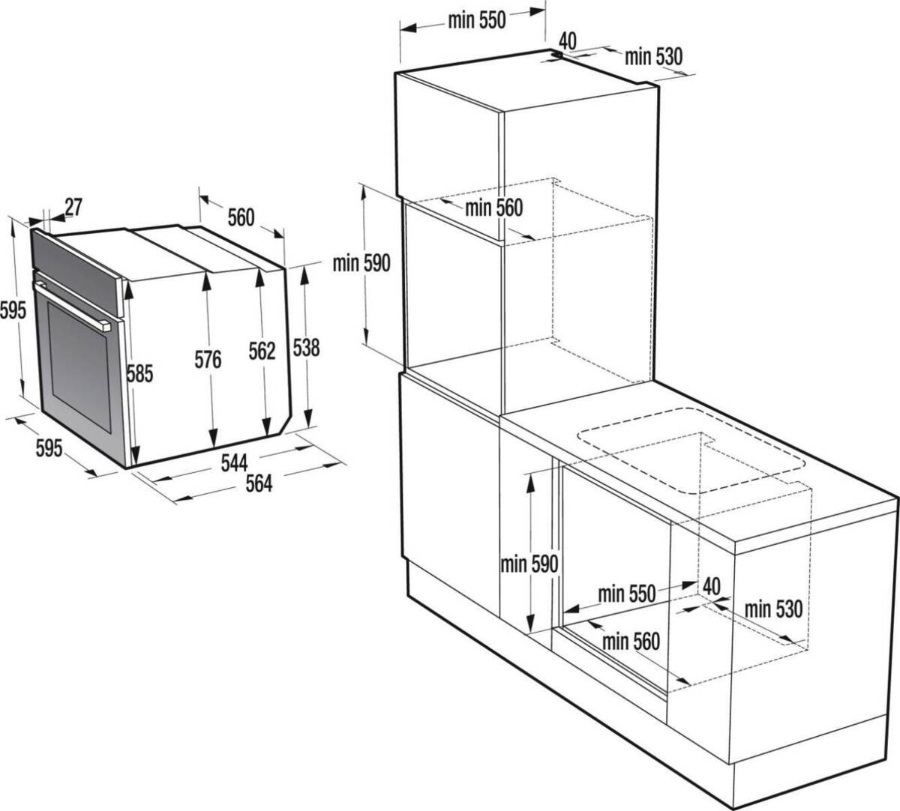 Gorenje BOP6737E02XK Einbau Backofen Pyrolyse Selbstreinigung 77 Liter,AirFry