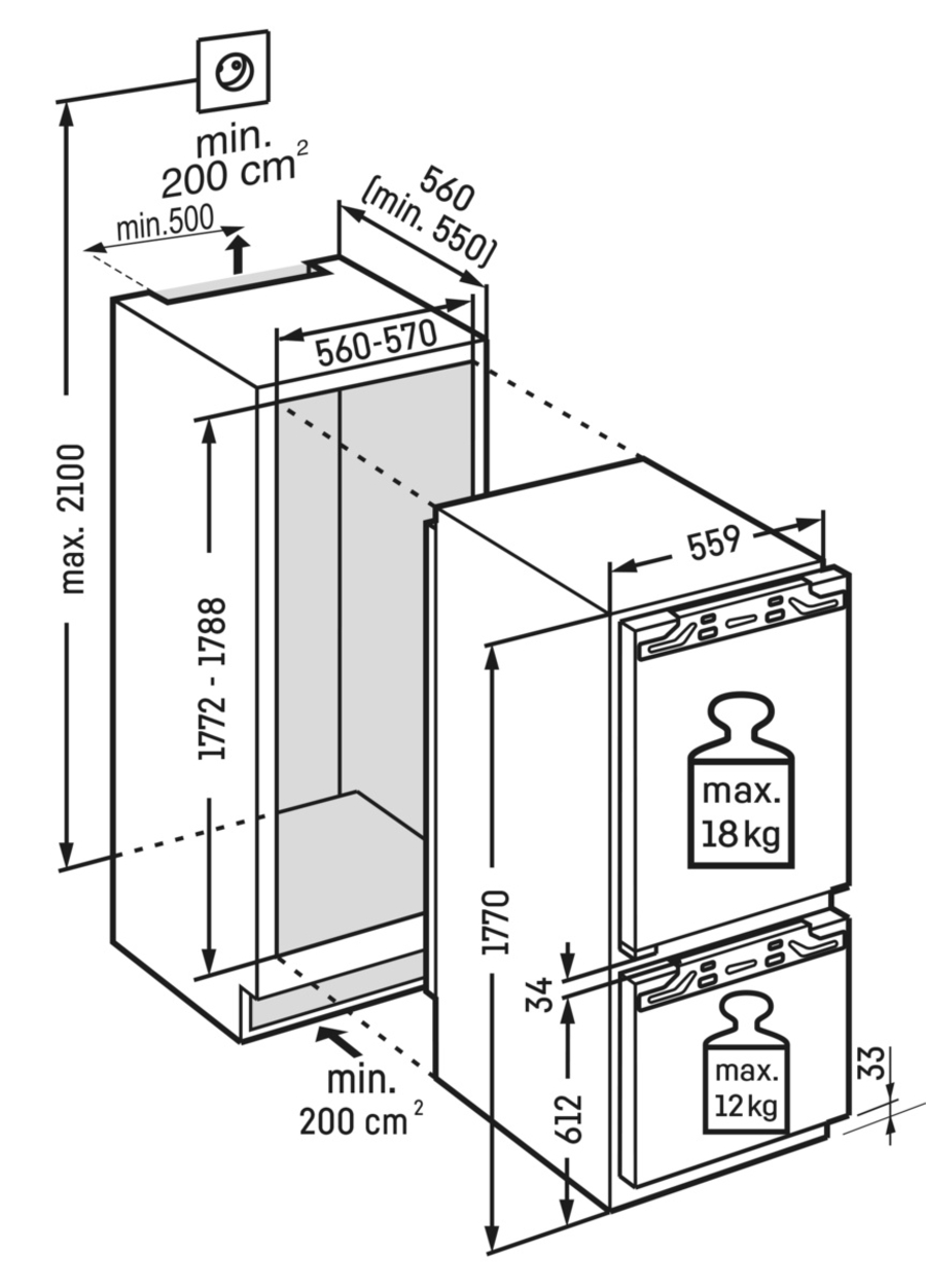Liebherr IRCBe 5121 Plus Integrierbarer Kühlschrank mit Kellerfach  und BioFresh mit Gefrierfach