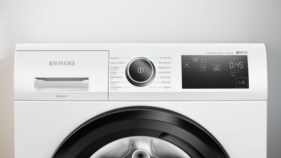 Siemens WM14UR5EM3 iQ500 Waschmaschine Frontlader, 9 kg, 1400 U/min Outdoor-/Imprägnier-Programm,Antiflecken-System