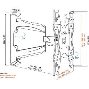 Vogels PHW 400M Schwenkbare TV-Wandhalterung für 32-55 Zoll Fernseher,180° drehbar und neigbar, max. 30 kg, schwarz