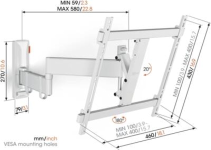 Vogel`s TVM 3445 Comfort Wandhalterung Weiss  für TVs 32-65"  