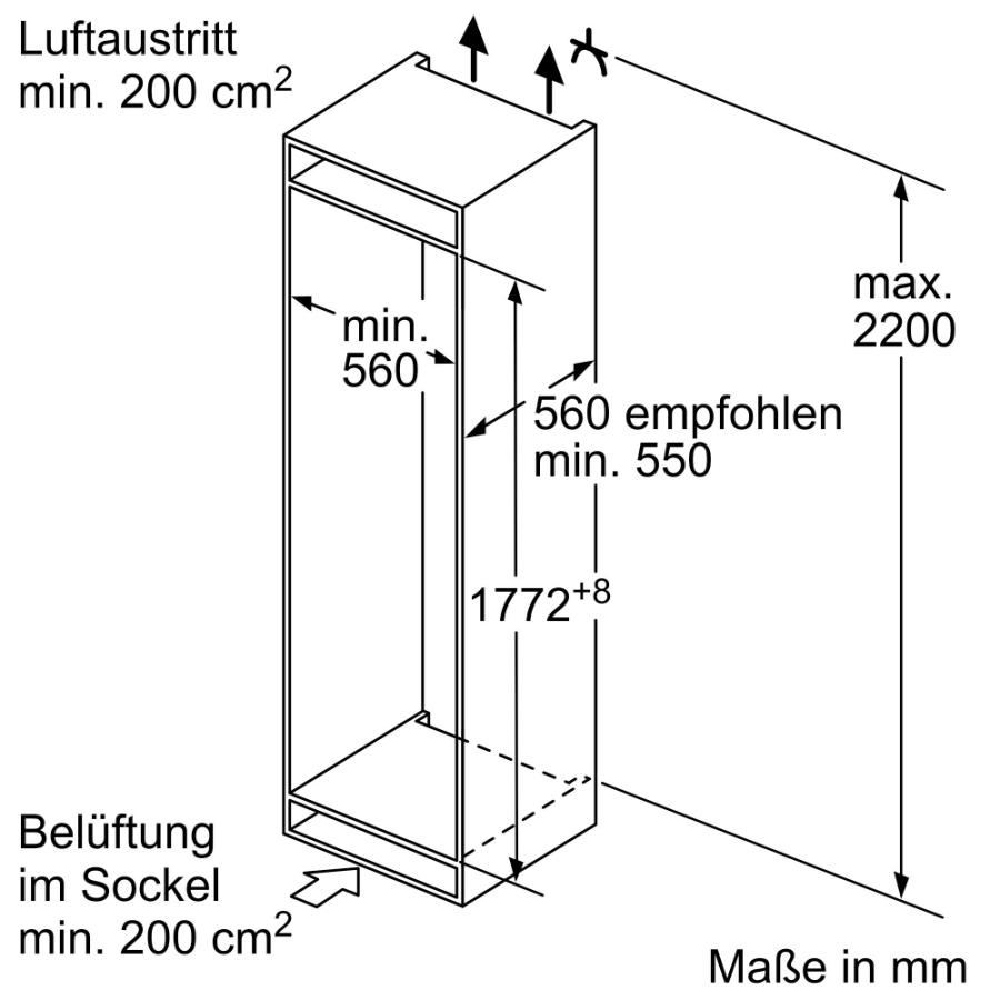 Siemens KI86V5SE0 Einbau-Kühl-Gefrier-Kombination 178cm Schlepptürmontage