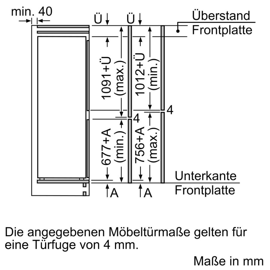 Siemens KI86V5SE0 Einbau-Kühl-Gefrier-Kombination 178cm Schlepptürmontage