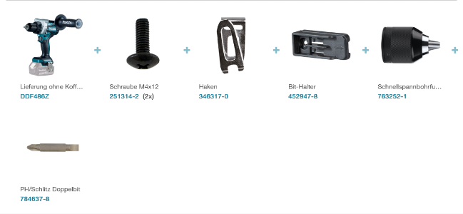 Makita DDF486Z Akku-Bohrschrauber 18 V • 130 Nm • 0 - 2.100 U/min