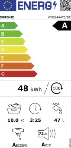 Gorenje WNS14AAT3/DE Waschmaschinen Frontlader 60cm 10kg 1400 U/min,Inverter PowerDrive Motor