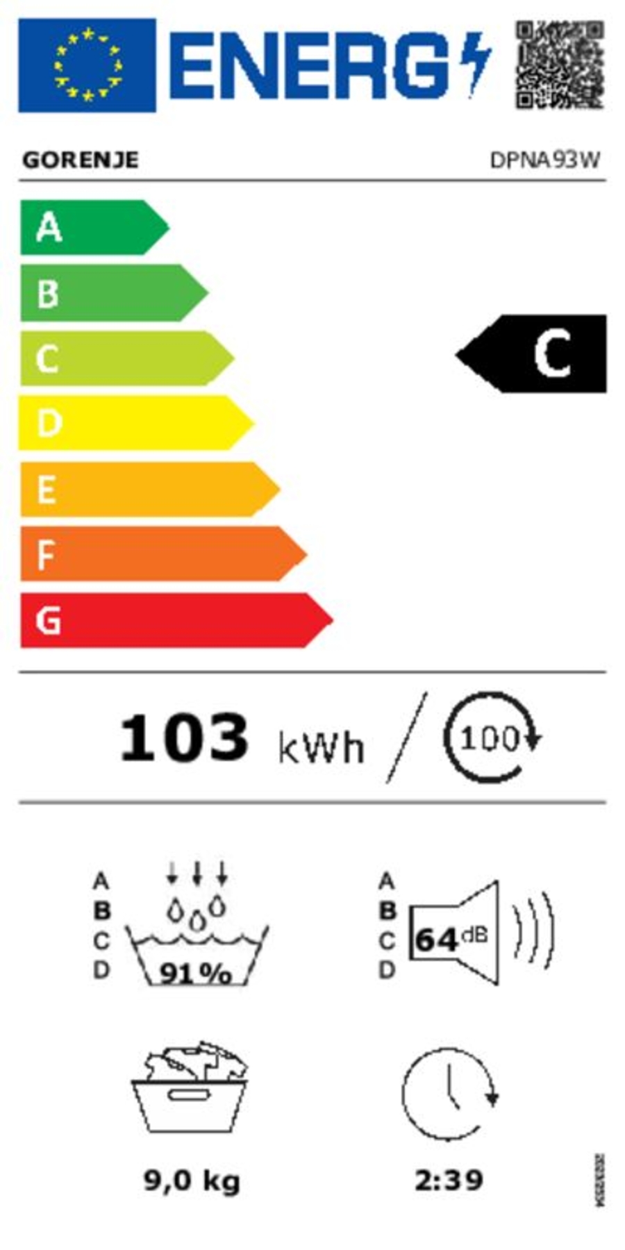 Gorenje DPNA93W Wärmepumpentrockner 9kg A+++ Inverter PowerDrive Motor