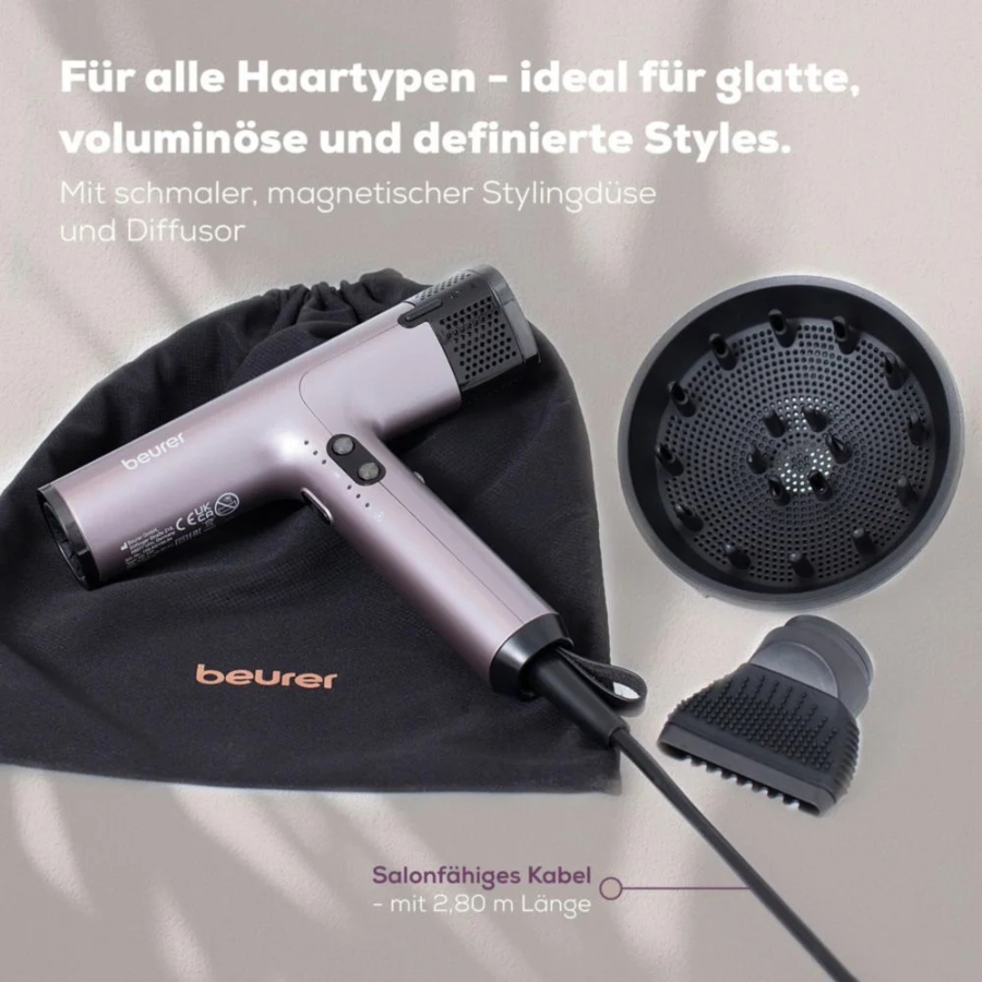 Beurer HC 100 Excellence Haartrockner mit Digitalmotor extrem kraftvoll und ultra leichtes Gewicht