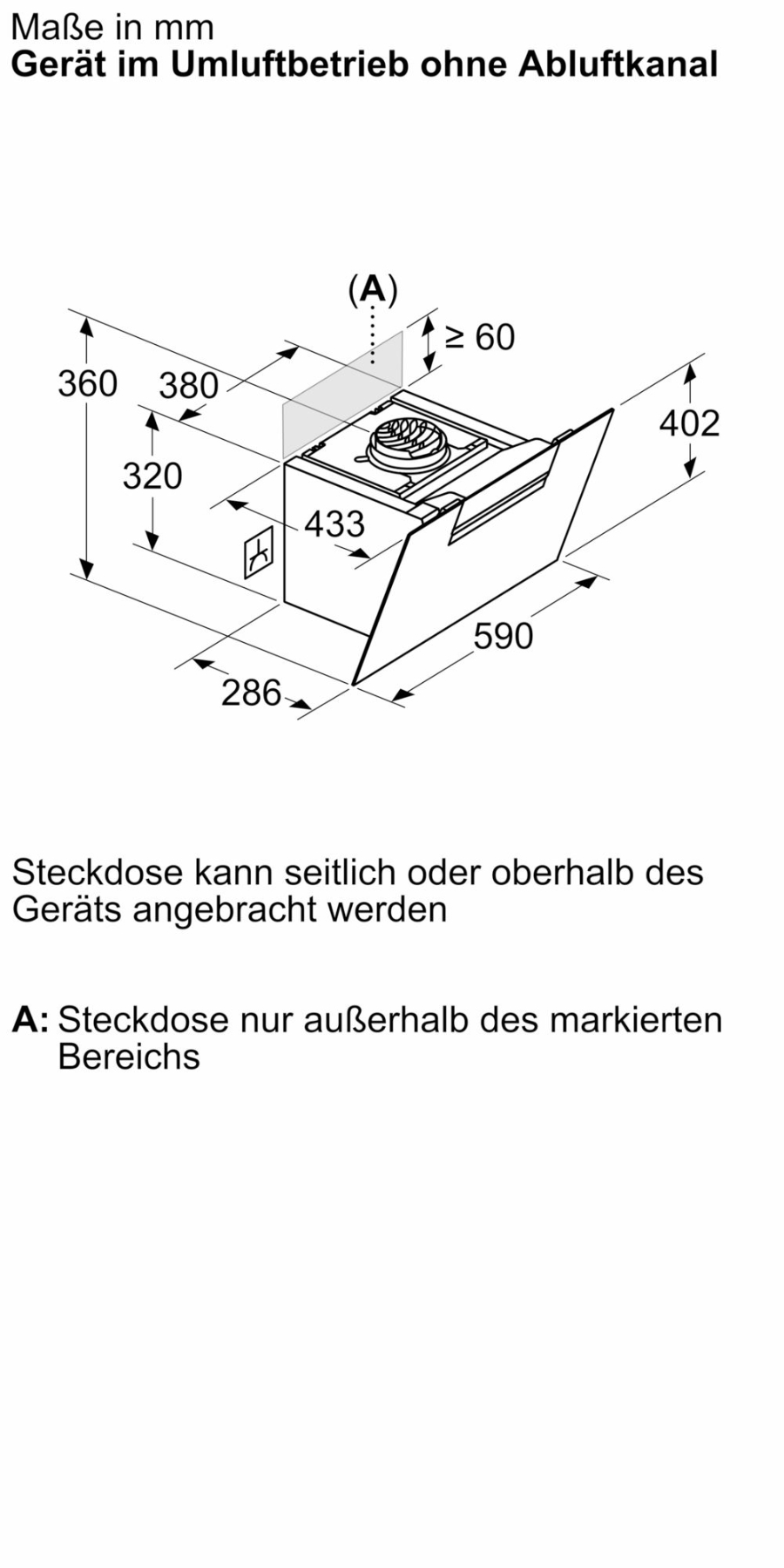 Bosch DWK67FN60 Kamindunstabzughaube schräg 60 cm schwarz 