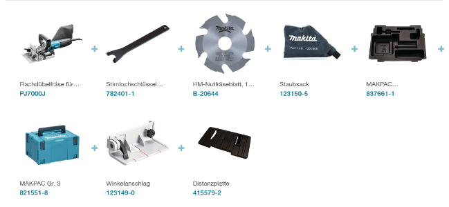 Makita PJ7000J Flachdübelfräse 700 W • 100 mm