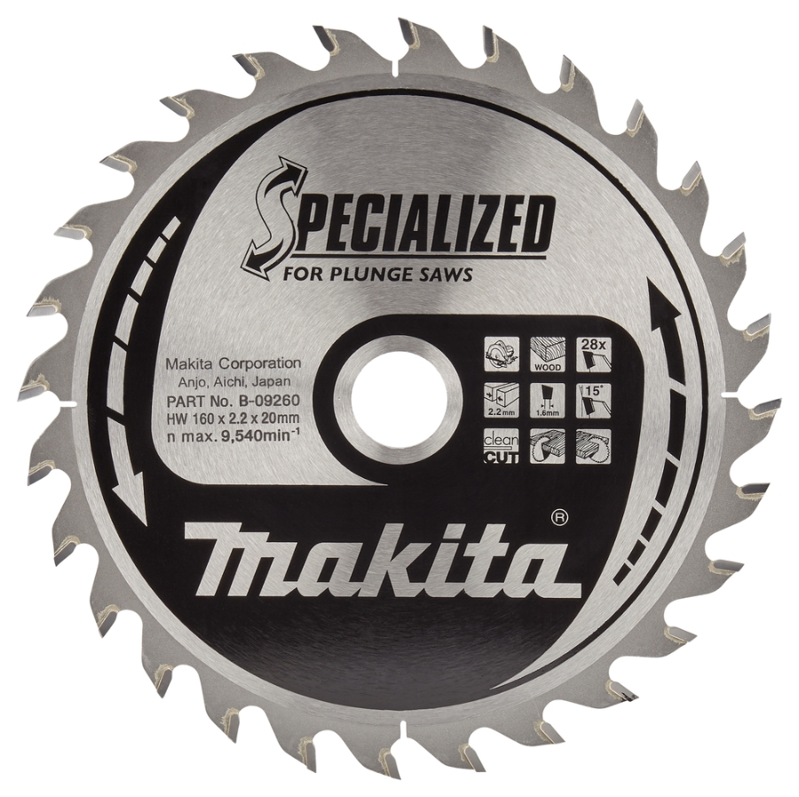 Makita B-09260 Kreissägeblatt für Holz (Tauchsäge) 160 x 20 mm • 28 Zähne