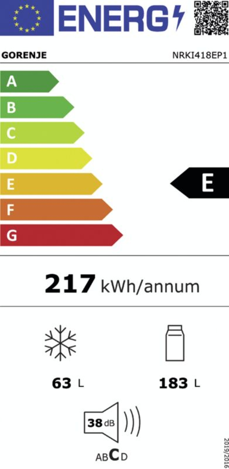 Gorenje NRKI418EP1 NoFrost Einbau Kühl-Gefrierkombination 178 cm  Schlepptürtechnik