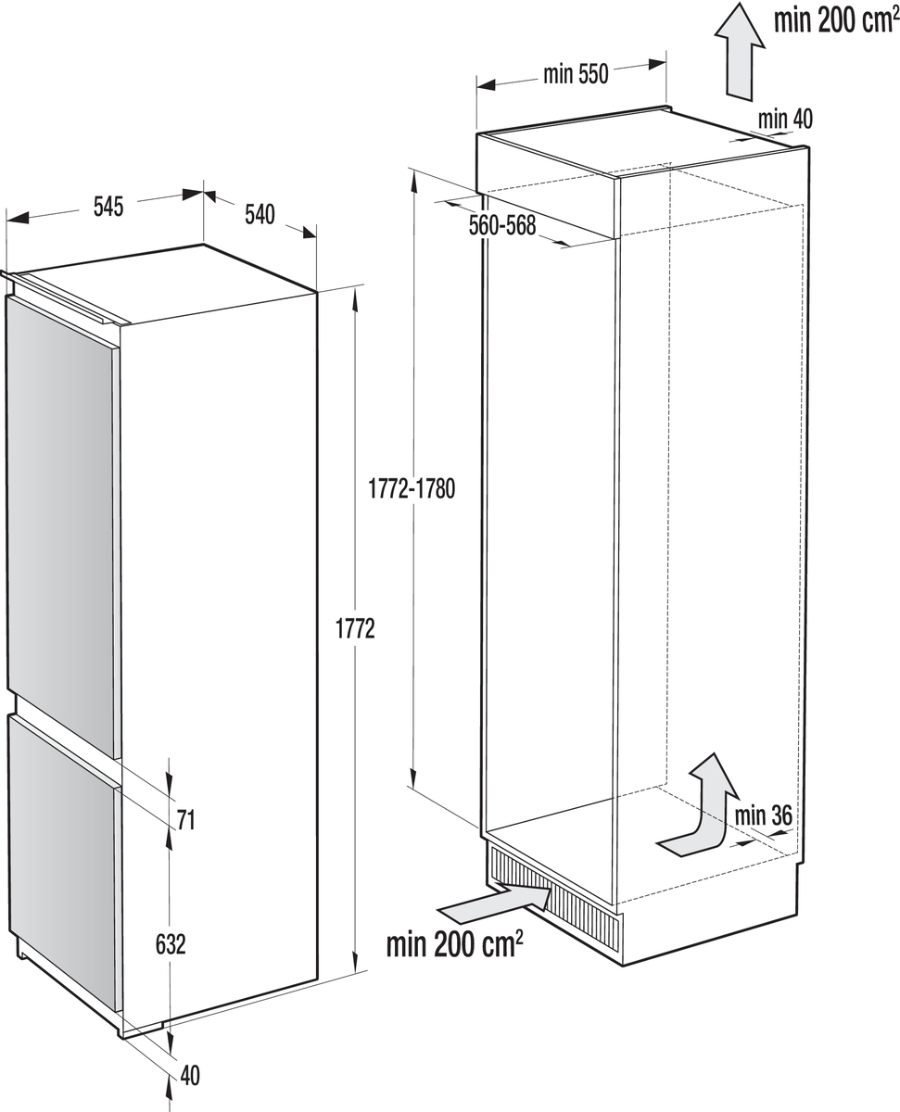 Gorenje NRKI418EP1 NoFrost Einbau Kühl-Gefrierkombination 178 cm  Schlepptürtechnik