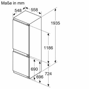 Siemens KI96NVFD0 Einbau-Kühl-Gefrier-Kombination mit Gefrierbereich unten, 193.5 x 55.8 cm, Festtür