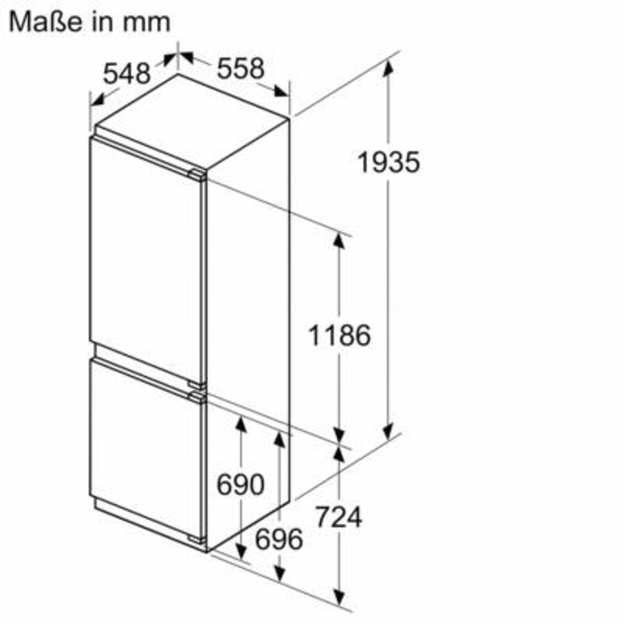 Siemens KI96NVFD0 Einbau-Kühl-Gefrier-Kombination mit Gefrierbereich unten, 193.5 x 55.8 cm, Festtür