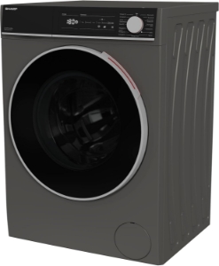 Sharp ES-NFH714CANA Waschmaschine, 7 kg, 1400 U/min, A, Schwarz Schwarze XL-Tür,Espresso-Grau