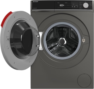 Sharp ES-NFH714CANA Waschmaschine, 7 kg, 1400 U/min, A, Schwarz Schwarze XL-Tür,Espresso-Grau